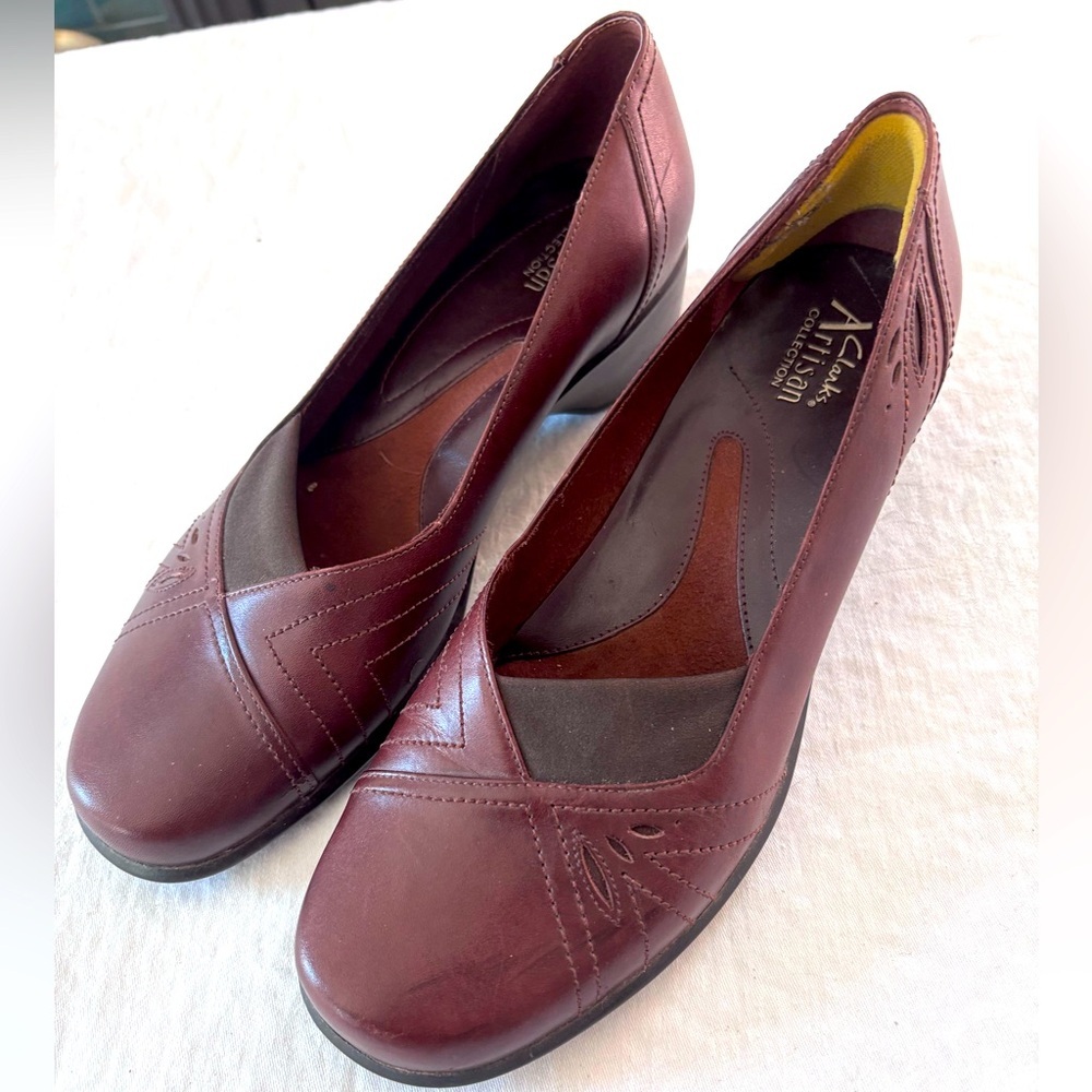 Women’s Clarks Artisan Collection Leather Ballet Wedge Slip On Size 8 Medium